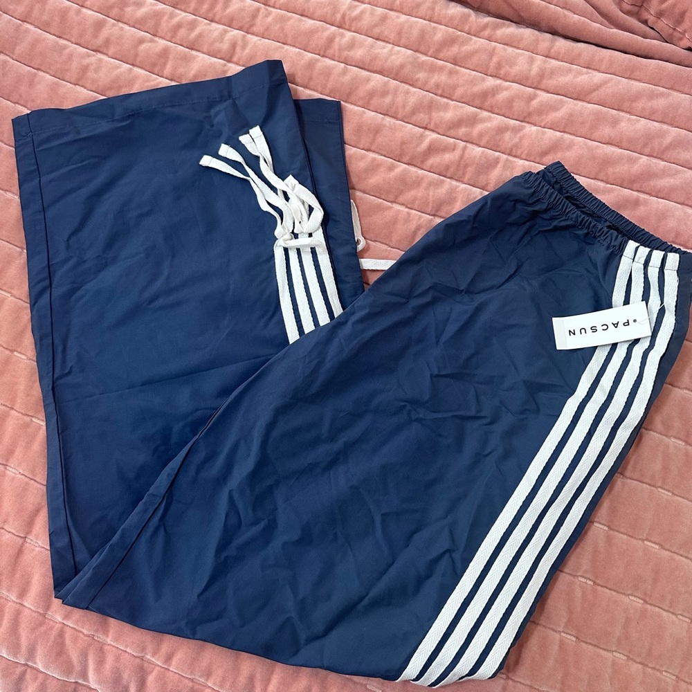 Pacsun Navy Track Pants with White Stripes